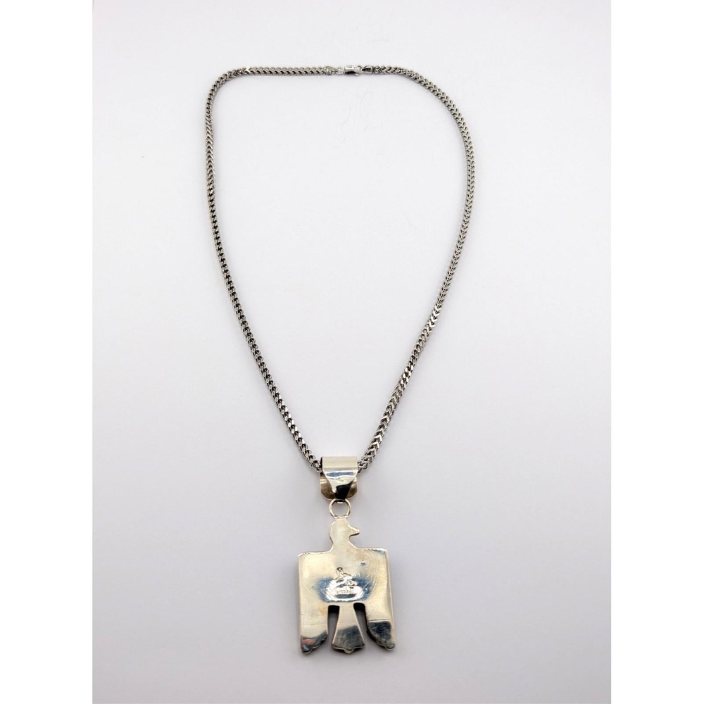 Navajo Thunderbird Turquoise Medallion 22in Heavy Franco Chain Jewelry** - Picture 7 of 8
